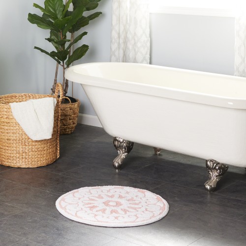 Bathroom Rugs & Mats| allen + roth 24-in x 24-in Rose White Cotton Bath Mat - NM31528