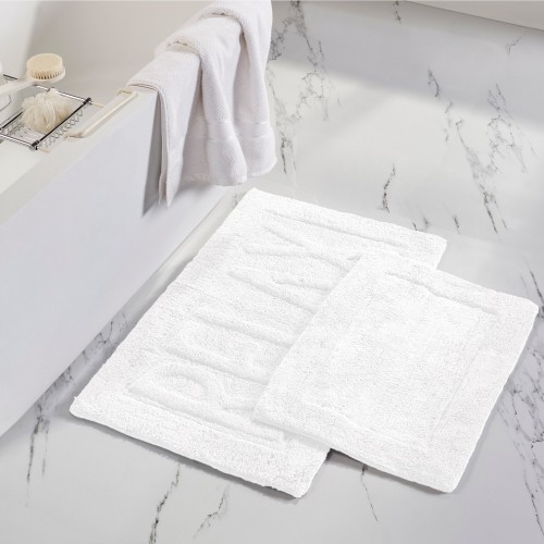 Bathroom Rugs & Mats| Amrapur Overseas Sculpted Bath Mat Set 17-in x 24-in White Cotton Bath Mat Set - YD85940