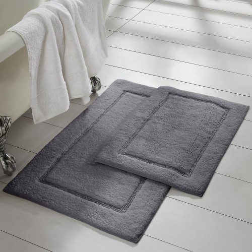 Bathroom Rugs & Mats| Amrapur Overseas Solid Cotton Bath Mat 34-in x 21-in Charcoal Cotton Bath Mat Set - SK25460