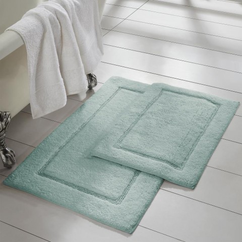 Bathroom Rugs & Mats| Amrapur Overseas Solid Cotton Bath Mat 34-in x 21-in Spa Blue Cotton Bath Mat Set - ST40052