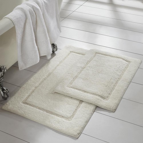 Bathroom Rugs & Mats| Amrapur Overseas Solid cotton bath mat 34-in x 21-in White Cotton Bath Mat Set - WE76997