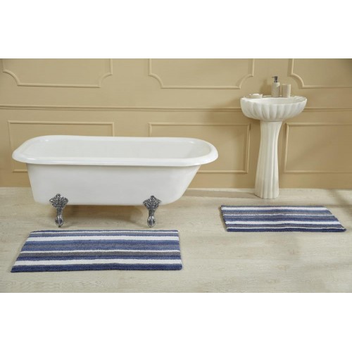 Bathroom Rugs & Mats| Better Trends Elixir Bath Rug 34-in x 21-in Blue Multi Cotton Bath Rug - ZV48224
