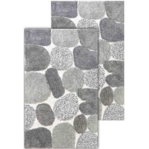 Bathroom Rugs & Mats| Chesapeake Merchandising Pebbles 32-in x 20-in Grey Cotton Bath Rug - RF04118