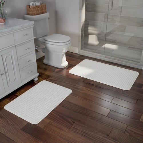 Bathroom Rugs & Mats| Hastings Home Hastings Home Bathroom Mats 31.5-in x 20.5-in White Rubber Memory Foam Bath Mat - GM77130