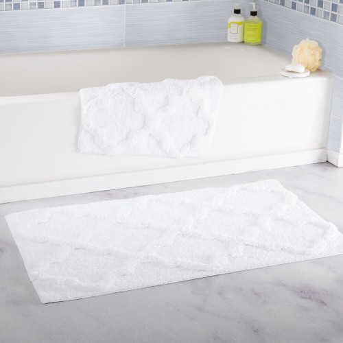 Bathroom Rugs & Mats| Hastings Home Hastings Home Bathroom Mats 41-in x 24.5-in White Cotton Bath Mat - ON78940