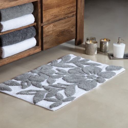 Bathroom Rugs & Mats| Madeleine Home Bath Mats 34-in x 21-in Grey and White Cotton Bath Mat - TD39167