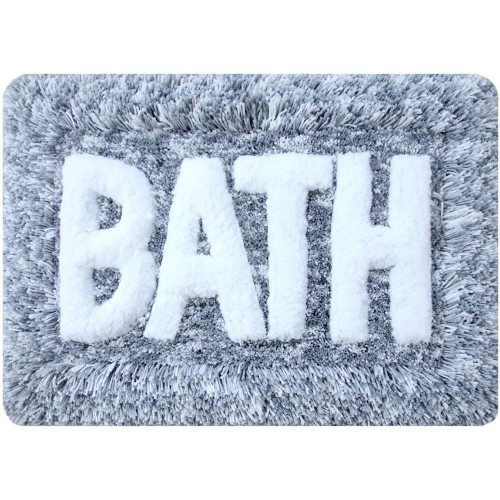 Bathroom Rugs & Mats| undefined 30-in x 20-in Grey/White Microfiber Bath Mat - UC59005