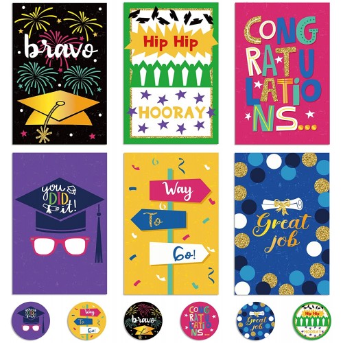 2022 Graduation Greeting Cards With Envelopes and Stickers for Congrats Grad Party Decorations Colourful Congratulate Graduation Cards for Graduation Party Supplies 24PCS