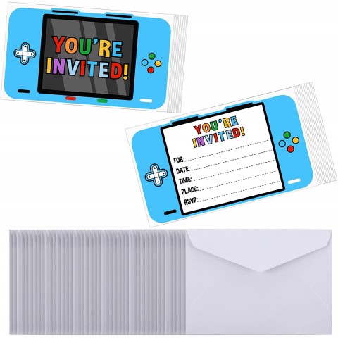40 Sets Video Game Invitations Game Party Invitations with Envelopes Birthday Party Invitations Gaming Birthday Invitations Video Game Invites for Game Theme Birthday Invitations