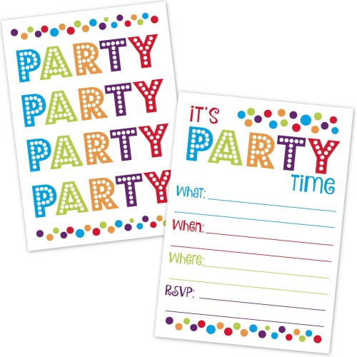 All Occasion Birthday Party Invitations with Envelopes Colorful Confetti Polka Dots Party Design Kids or Adults Birthday Surprise Party Baby Shower Retirement Party 20 Count with Envelopes