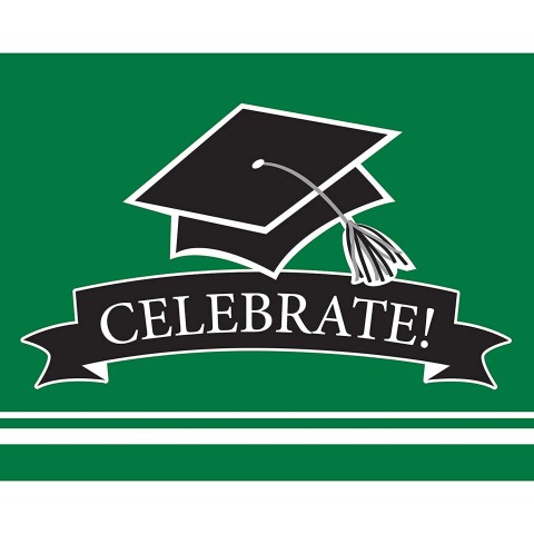 Graduation School Spirit Green Invitations 50 ct