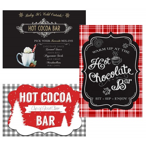 Hot Chocolate Cocoa Bar Party Supply Decorations and Invitations Poster Decor 3 Banners