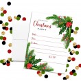 Watercolor Holly and Pine Christmas Holiday Party Invitations 20 5"x7" Fill in Cards with Twenty White Envelopes by AmandaCreation