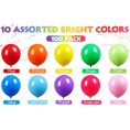 100PCS Rainbow Balloons Set 12" Premium Latex Balloons For Birthday Party Assorted Bright Color Balloons for Party Decorations Galas Engagement Wedding Anniversary and Vacation 10 Colors