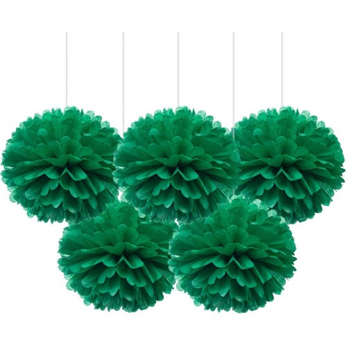 16” Green Tissue Pom Poms DIY Paper Flower Hanging Party Decorations Pack of 5