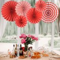 18Pc Party Hanging Paper Fans Set Decorative Red Folding Fans Party Decorations Round Fan Wall Decor Paper Garlands Flower Decoration for Birthday Festival Party Wedding Graduation Events Accessories