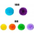 19pcs Fiesta Party Decorations Colorful Paper Fans Tissue Paper Pom Poms Honeycomb Balls and Circle Dot Garland for Birthday Party Wedding Decorations Fiesta or Mexican Party