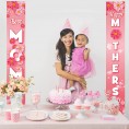 2 Pieces Happy Mother's Day Porch Sign Best Mom Banner Pink Flower Mothers Day Hanging Door Banner Mothers Day Party Indoor Outdoor Welcome Porch Wall Decor Front Door Party Decorations
