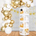 2022 Graduation Party Decorations 4pcs White Graduation Balloon Boxes with "GRAD 2022" and "PROUD OF YOU" White Letter White Gold Balloons for 2022 White Gold Graduation Party Decorations Supplies