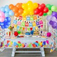 275 PC Colorful Birthday Party Decorations for Boy Girl Women Men – Rainbow Party Supplies With Happy Birthday Banner Balloons Garland Arch Kit Foil Curtains Tablecloth Swirl Honeycomb Cake Topper Plates Cups Napkins Straws for 25 Guest & More