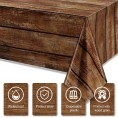 3 Pieces Brown Wood Grain Tablecloths Rustic Plastic Table Covers for Rectangle Table Vintage Farmhouse Style Table Cloth Decorations for Western Barn Themed Birthday Wedding Party 54 x 108 Inch