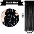 4 Pack Black Foil Fringe Curtain Backdrop 3.28Ft x 8.2Ft Metallic Tinsel Foil Fringe Streamer Curtains for Party Photo Booth Props Birthday 2022 Easter Day Decoration Party Supplies