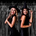 4 Pack Black Foil Fringe Curtain Backdrop 3.28Ft x 8.2Ft Metallic Tinsel Foil Fringe Streamer Curtains for Party Photo Booth Props Birthday 2022 Easter Day Decoration Party Supplies