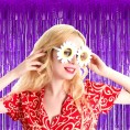 4 Pack Purple Foil Fringe Curtain Backdrop 3.28Ft x 8.2Ft Metallic Tinsel Foil Fringe Streamer Curtains for Party Photo Booth Props Birthday 2022 St. Patrick's Day Decoration Party Supplies