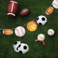 4 Pieces Sports Theme Banner Sports Bunting Hanging Banners Basketball Football Baseball Soccer Paper Garland for Birthday Baby Shower Sports Theme Party Decorations