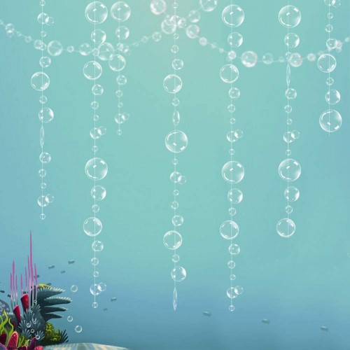 4 String Under the Sea White Bubble Garlands for Little Mermaid Party Decorations 2D Bubble Coutout Garland Hanging Bubbles Streamer Pool Ocean Underwater Kids Birthday Baby Shower Bday Party Supplies