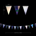 40 Ft Black Silver Iridescent Galaxy Triangle Banners Flag Metallic Holographic Paper Pennant Bunting Garlands for Birthday Bachelorette Engagement Wedding Bridal Shower Party Decorations Supplies