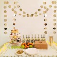 6 Pcs Glitter Champagne Gold Paper Circle Dots Garland 52 Feet Party Hanging Bunting Birthday Party Decorations Engagement Party Bridal Shower Wedding Baby Shower Christmas Supplies Photo Backdrop