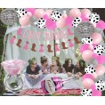 71 Packs Last Rodeo Western Cowgirl Bachelorette Party Decorations Kit with Last Rodeo Banner Boot and Cowboy Hat Garland Pink and Silver Balloon Garland Arch Ring Disco Ball Mylar Balloon