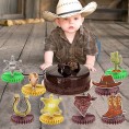 8Pcs Western Party Decorations Supplies Western Cowboy Table Honeycomb Centerpieces Western Theme Table Centerpiece Decorations Wild Western Cowboy Photo Booth Props Table Decor