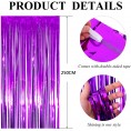 9 Pack 3.3 x 8.2 ft Foil Curtains Fringe Curtains Tinsel Backdrop Metallic Shimmer Curtains Photo Booth Props for Birthday Wedding Party Christmas Decorations Purple