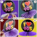 9 Pieces 90s Theme Party Decorations Honeycomb Centerpieces Table Topper Retro Table Decor Vintage Hip Hop Supplies 1990s Party Favors Photo Booth Props for Back to 90's Nostalgic Hippy Party