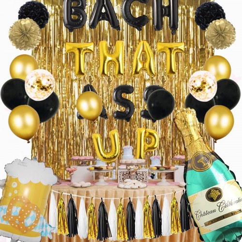 Bachelorette Party Decorations Bach That Balloons Banner Sign Brunch Bridal Shower for Gold and Black Nash Bachelorette Party Supplies