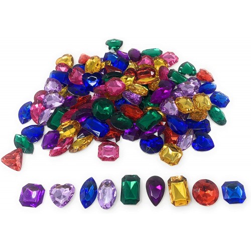 Bulk 200 Pack of Large Acrylic Jewels Ideal for Pirate Party Decorations or Treasure Chest Loot