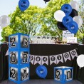DAZONGE Graduation Party Decorations 2022 Set of 4 Blue Balloon Boxes with 25 Latex Graduation Balloons So Proud of You Graduation Decorations for Any Grades Ceremony