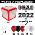 DAZONGE Graduation Party Decorations 2022 Set of 4 Red Balloon Boxes with 25 Latex Graduation Balloons So Proud of You Graduation Decorations for Any Grades Ceremony