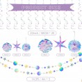Ganory 29 Pieces Home Iridescent Party Supplies Kit with Hanging Honeycomb Ball Decorative Paper Fan Snowflake Garlands White Star Hanging Swirl Decorations for Birthday Wedding Party Decorations