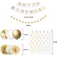 Gold Birthday Party Decorations ,Happy Birthday Banner 16th 18th 21th 30th 40th 50th 60th 70th Gold White Birthday Decorations Supplies Balloons