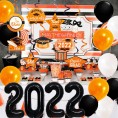 Graduation Party Decorations 2022 Orange Black Hanging Swirls 15pcs Class of 2022 Decorations Orange Black Silver for Backdrop Ceiling Home Classroom 2022 Balloons Graduation Party Supplies