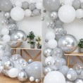 Grey silver white transparent Balloon Garland kit&4 Sizes 18''12''10''5'' balloons Silver Confetti Balloons for Birthday Party Decorations Wedding Prom Decoration Graduation Anniversary Bachelorette