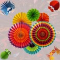 Hola Fiesta | Paper Fans Flower for Celebration Wedding Birthday Carnival Welcome Party Decorations,Rainbow,Set of 12
