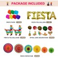 HOOJO 27 Pack Fiesta Party Decorations Cinco De Mayo Party Decorations Mexican Fiesta Themes Party Decorations Set Include Ballons Crepe Papers Fiesta Paper Fans Spiral Card Decorations