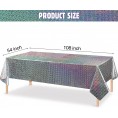 Iridescence Plastic Tablecloths Laser Table Covers Holographic Foil for Party Wedding Christmas Birthday Holiday Party Decorations 54 x 108 Inch Rainbow Color,1 Pack