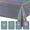 Iridescence Plastic Tablecloths Laser Table Covers Holographic Foil for Party Wedding Christmas Birthday Holiday Party Decorations 54 x 108 Inch Rainbow Color,1 Pack