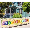 Large Happy Birthday Yard Banner Colorful Happy Birthday Yard Sign Colorful Outdoor Birthday Decorations Kids Birthday Party Supplies Outdoor & Indoor Hanging Banner 9.8 x 1.6FT