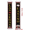 Las Vegas Party Banner Casino Night Party Decorations Welcome Porch Door Sign for Las Vegas Themed Birthday Baby Shower DecorationsBlack